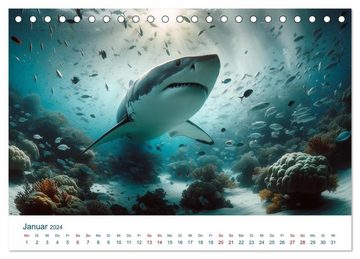 CALVENDO Wandkalender Weiße Haie (Tischkalender 2024 DIN A5 quer), CALVENDO Monatskalender