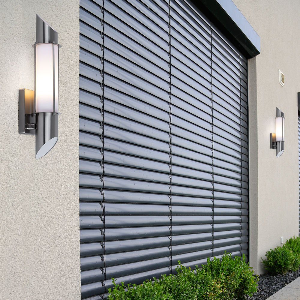 etc-shop Außen-Wandleuchte, inklusive, Edelstahl Außen Garten Fassadenleuchte Wandlampe Wand nicht Wandleuchte Leuchtmittel