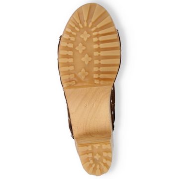 Cloque Bodajk Offener Damen Leder Clogs mit Absatz, Holzsohle Clog (1 Paar) Zum Schlupfen, Aus echtem Leder