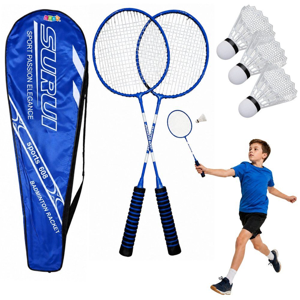 Wisam Lernspielzeug Badminton-Set, bestehend aus Schlägern, 3 Federbällen