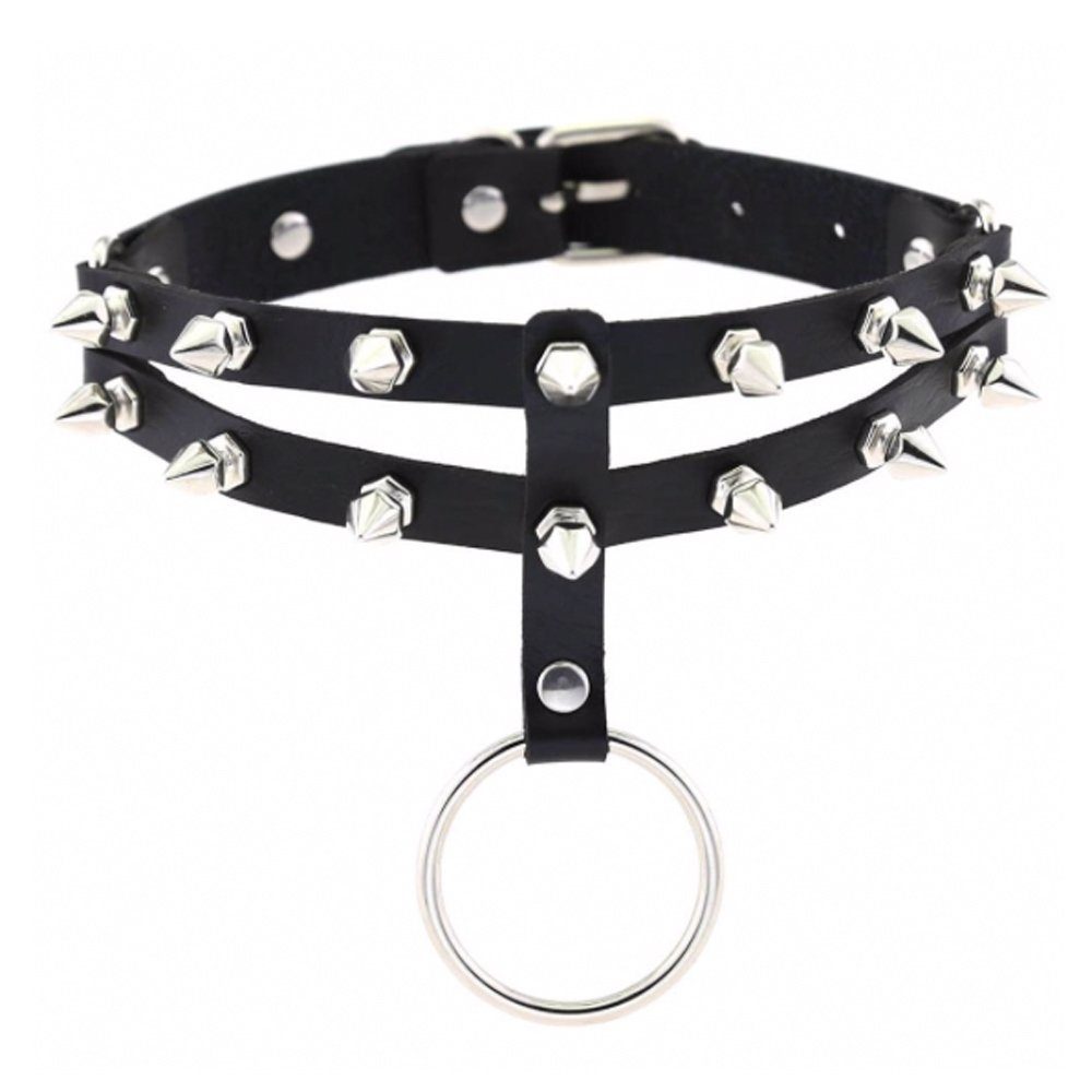 Top-Verkaufstaktik Sandritas Erotik-Halsband Halsband mit SM und Ring BDSM Bondage Nieten Schwarz