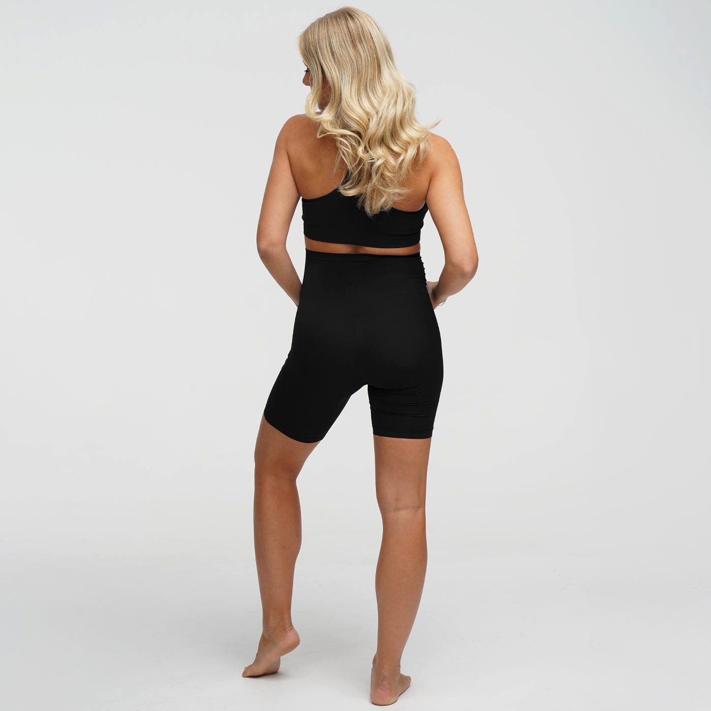 cfab Umstandsleggings Seamless Umstandsshorts mit hohem Bund-Schwarz-2XL (1-tlg)
