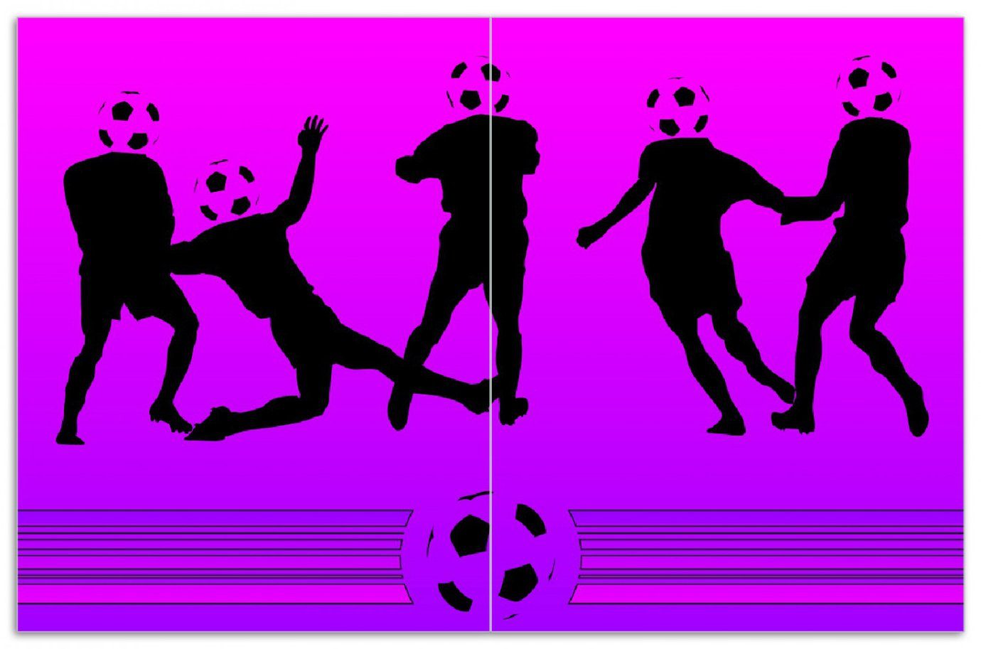 Fußball Fußballspieler 5mm inkl. tlg., Comic Größen Stil, Noppen), - Violette Herd-Abdeckplatte Wallario (Glasplatte, 2 ESG-Sicherheitsglas, im verschiedene