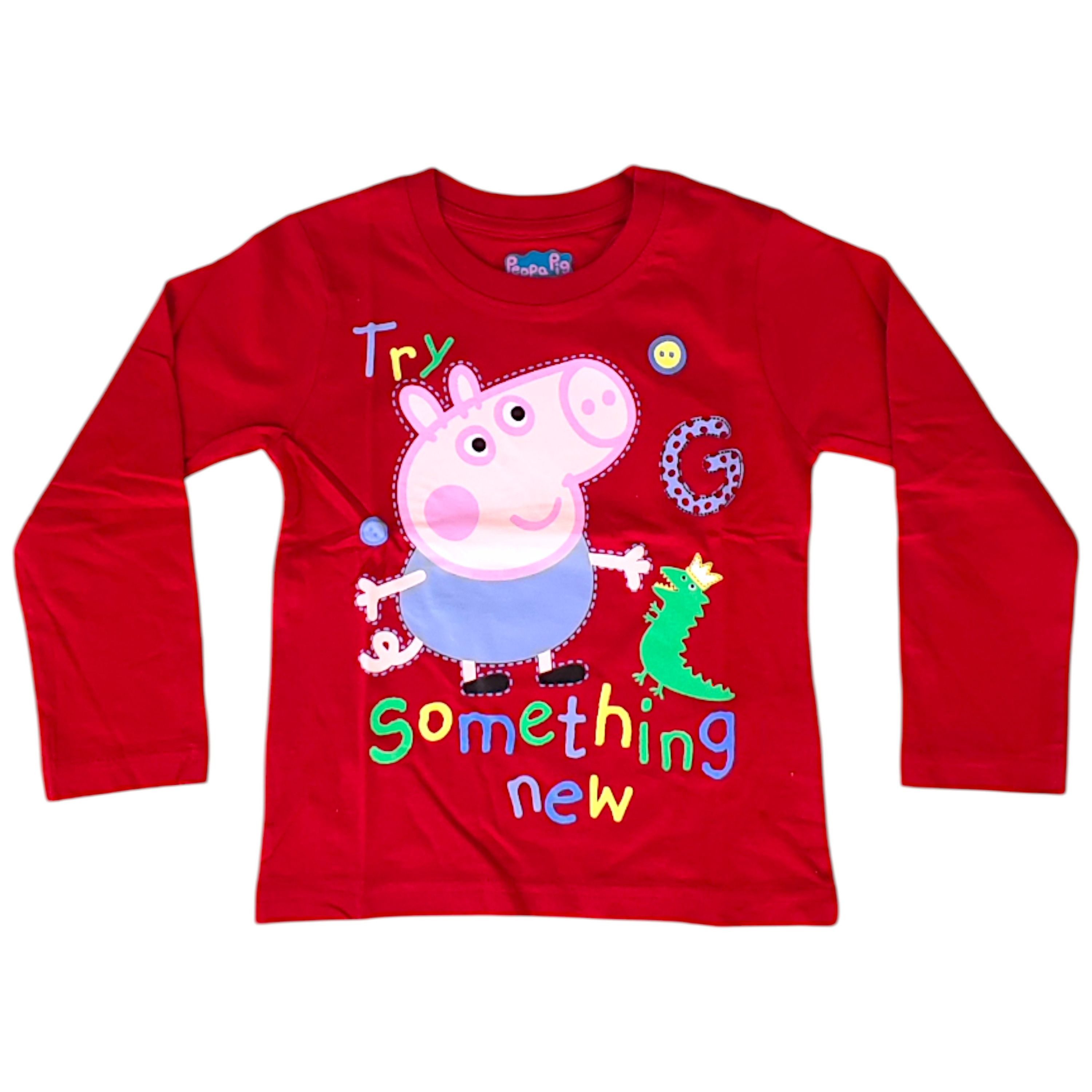 Peppa Pig Langarmshirt George - Try Something New Jungen Shirt aus Baumwolle Gr. 92 - 116 cm