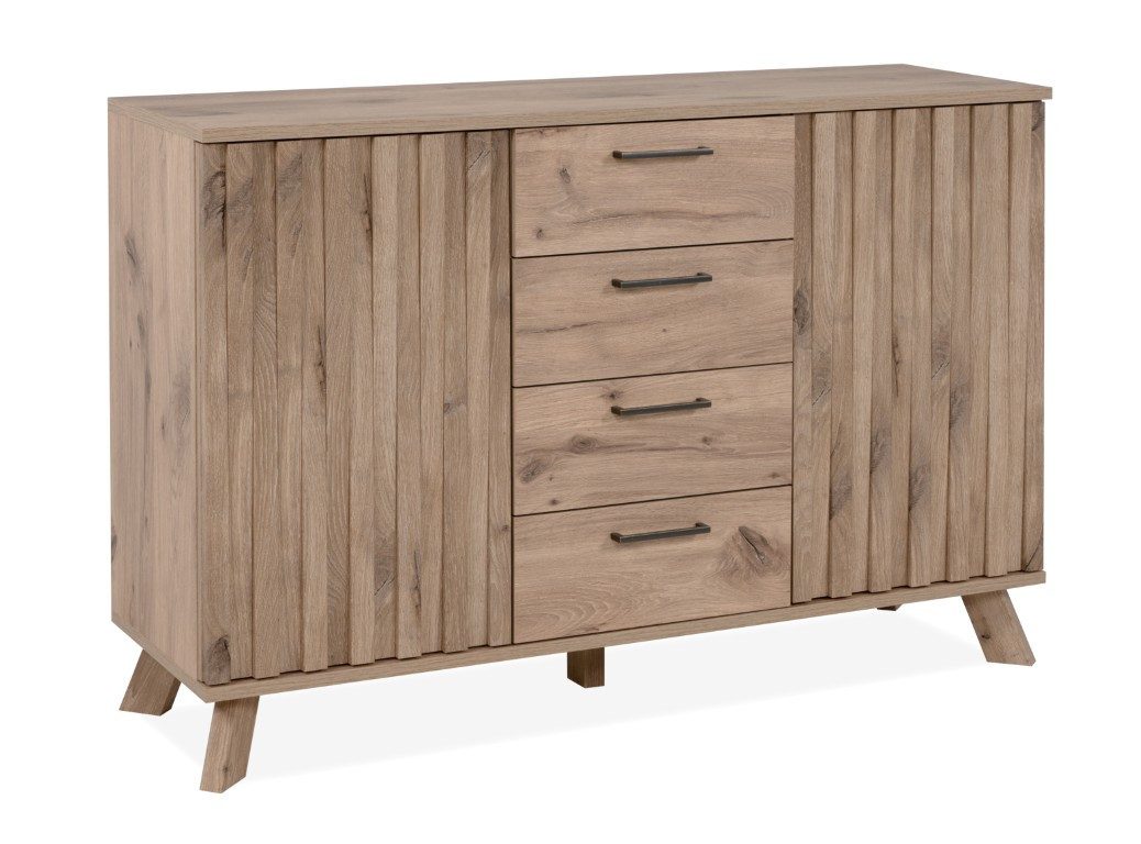 Finori Sideboard Kommode Wellington mit Schubkästen, mit 3D-Reliefoptik, Schwedeneich