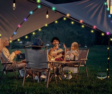 XDOVET LED-Lichterkette Tragbare Solar Lichterkette Aussen,RGB 5M IP65 Wetterfest Camping, Lichterkette, 33 LEDs Dimmbar, Timer, Multi Modi Solar Lichterkette