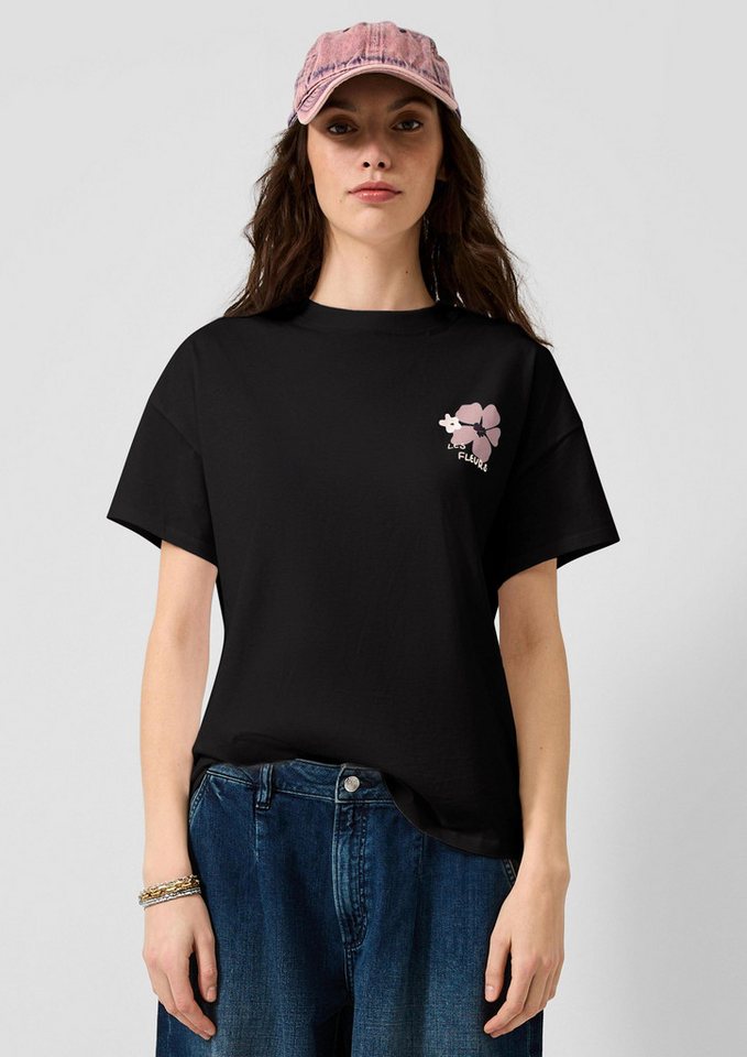 QS Kurzarmshirt T-Shirt Baumwollshirt mit Rücken- und Frontprint