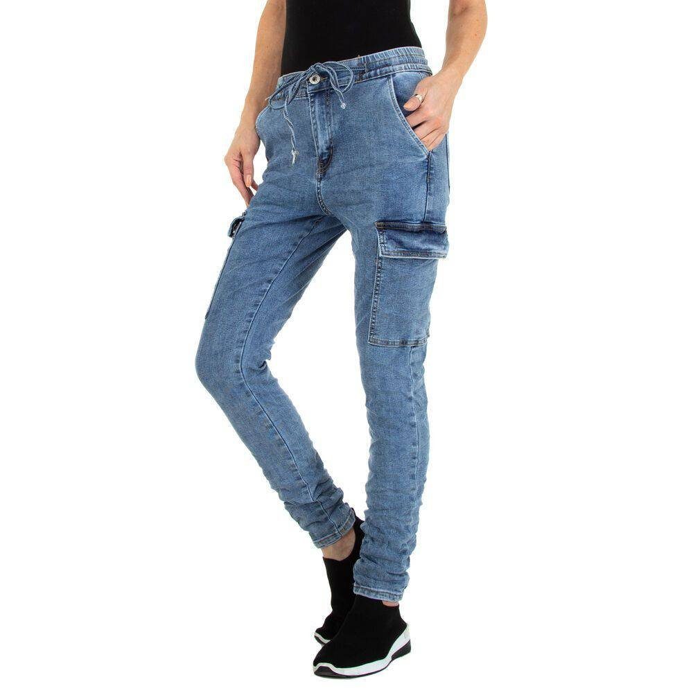 Ital-Design Relax-fit-Jeans Stretch Jeans Damen in Fit Blau Freizeit Jeansstoff Relaxed