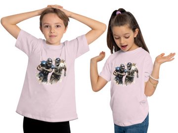 MyDesign24 T-Shirt Kinder Print Shirt - 2 American Football Spieler in Ölfarben Bedrucktes Jungen und Mädchen American Football T-Shirt, i504