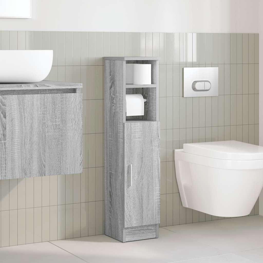 vidaXL Badezimmer-Set Badezimmerschrank mit Rollenhalter Grau günstig online kaufen