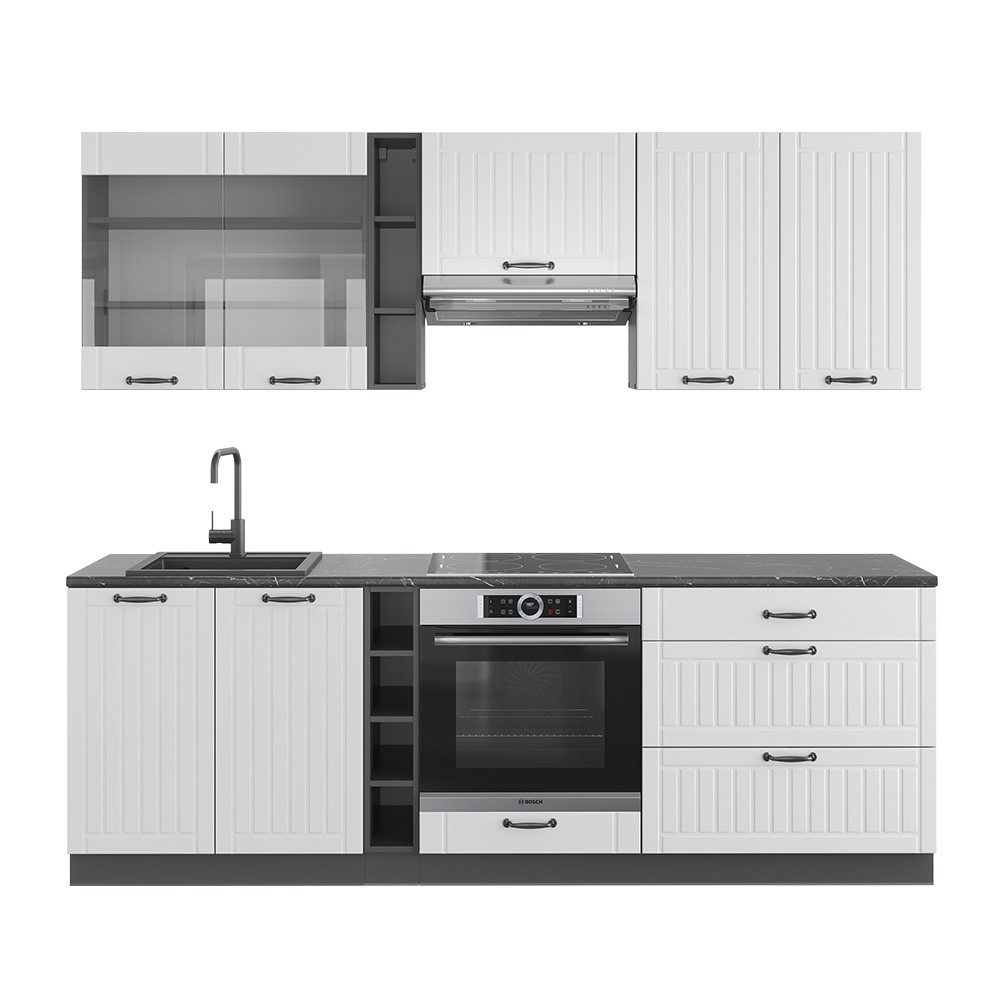 Vicco Küchenzeile Fame-Line, Weiß Landhaus/Anthrazit, 235 günstig online kaufen