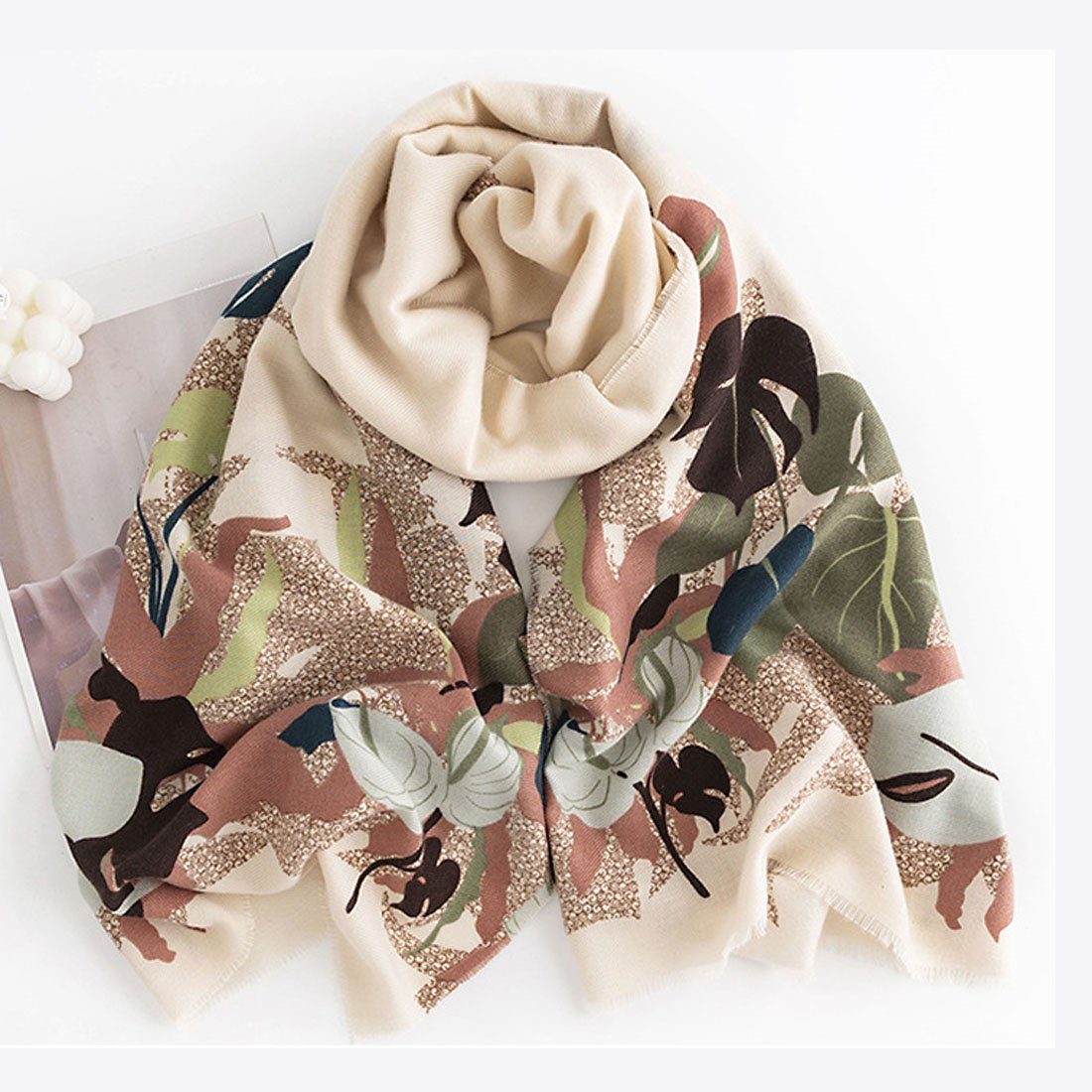 Warm Kälte Schal, Modeschal Retro Winter Damen DÖRÖY Print Schal Floral Schal,