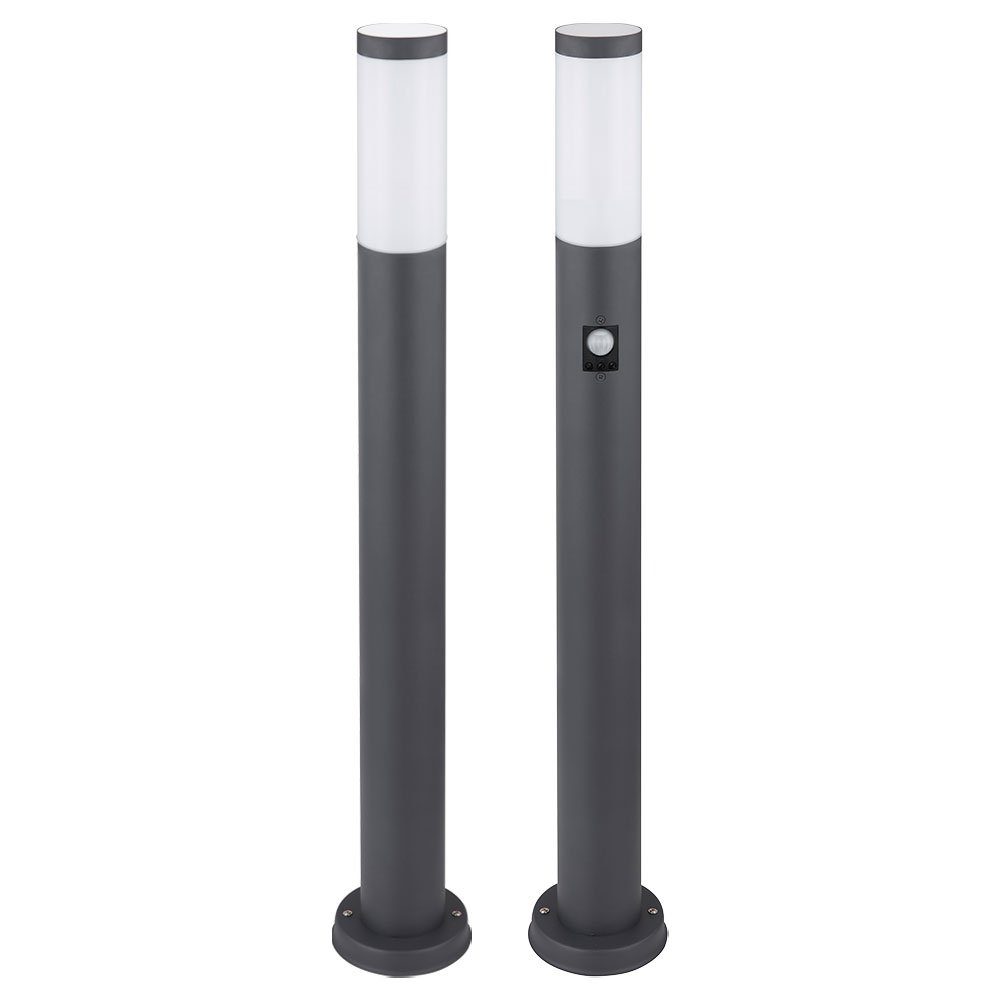 GLOBO LIGHTING Außen-Stehlampe, Leuchtmittel nicht inklusive, Außenlampe Stehleuchte Gartenlampe anthrazit Bewegungsmelder 2er Set