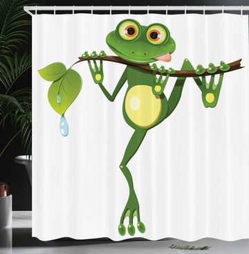 Abakuhaus Duschvorhang Moderner Digitaldruck mit 12 Haken auf Stoff Wasser Resistent Breite 175 cm, Höhe 180 cm, Tier Frosch auf Zweig Dschungel