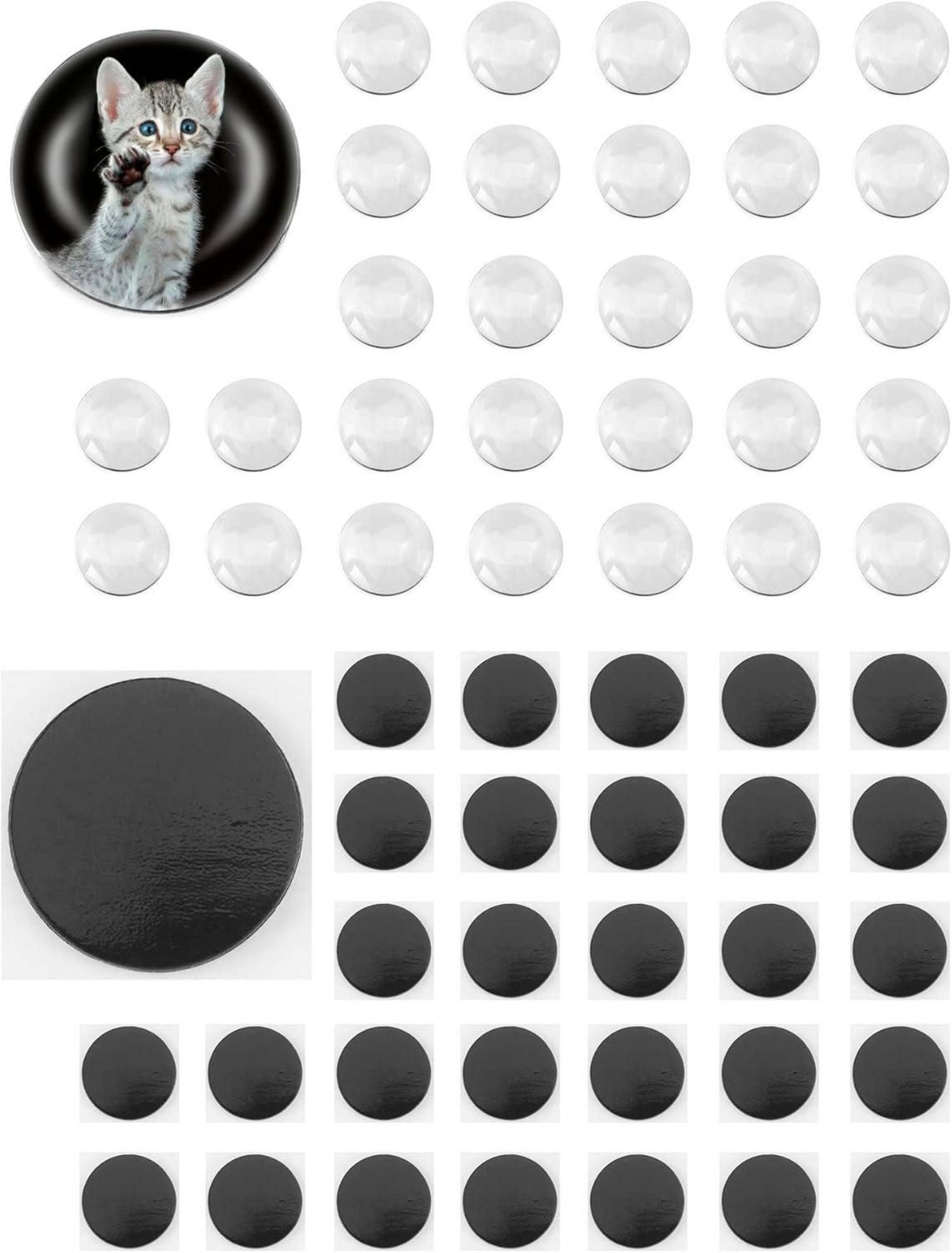 LuxusKollektion Стекло-Set 60er Set Glas Cabochons & Runde Magnete Selbstklebend
