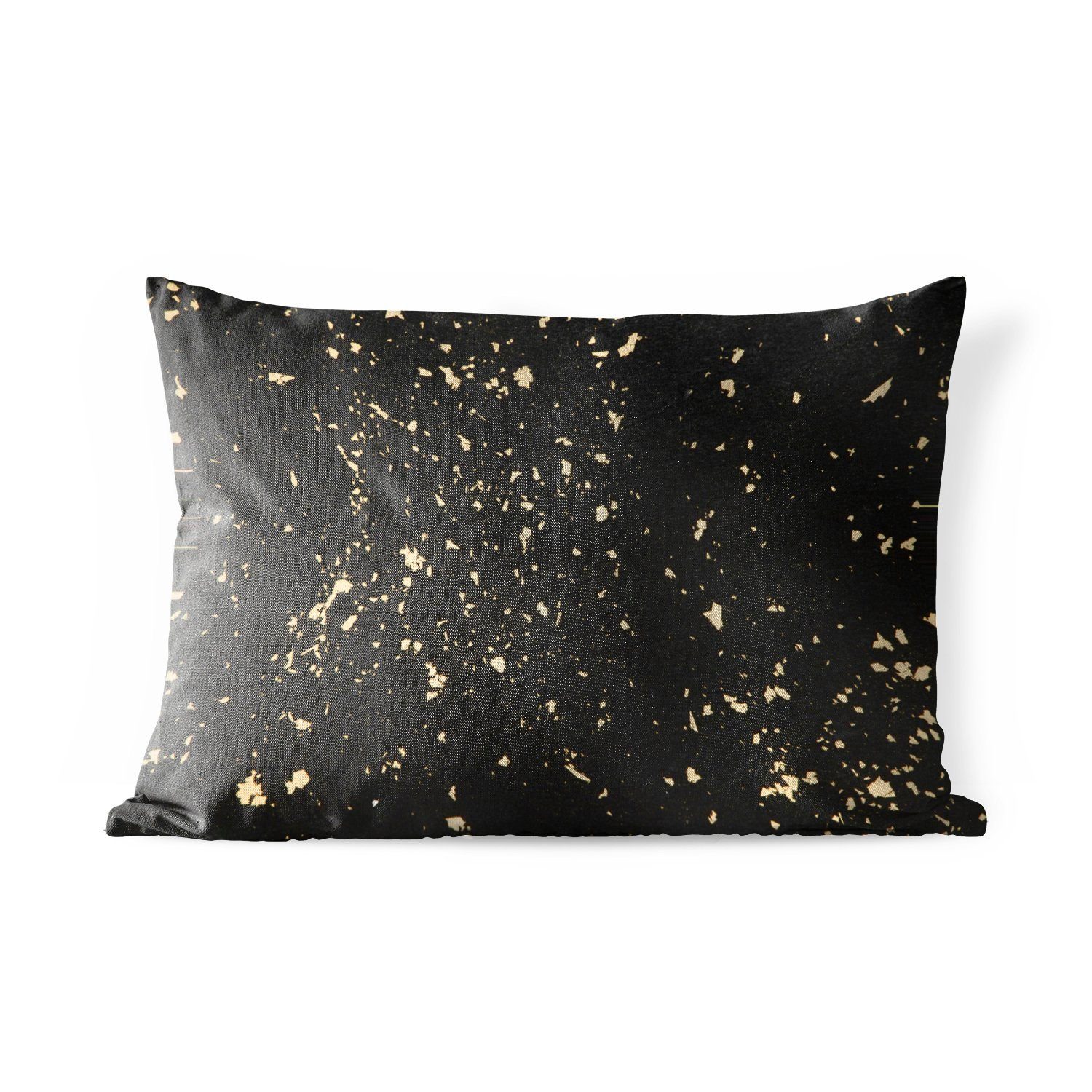 MuchoWow Dekokissen Goldene Flocken auf schwarzem Hintergrund, Outdoor-Dekorationskissen, Kissen, Kissenbezug, 50x30 cm