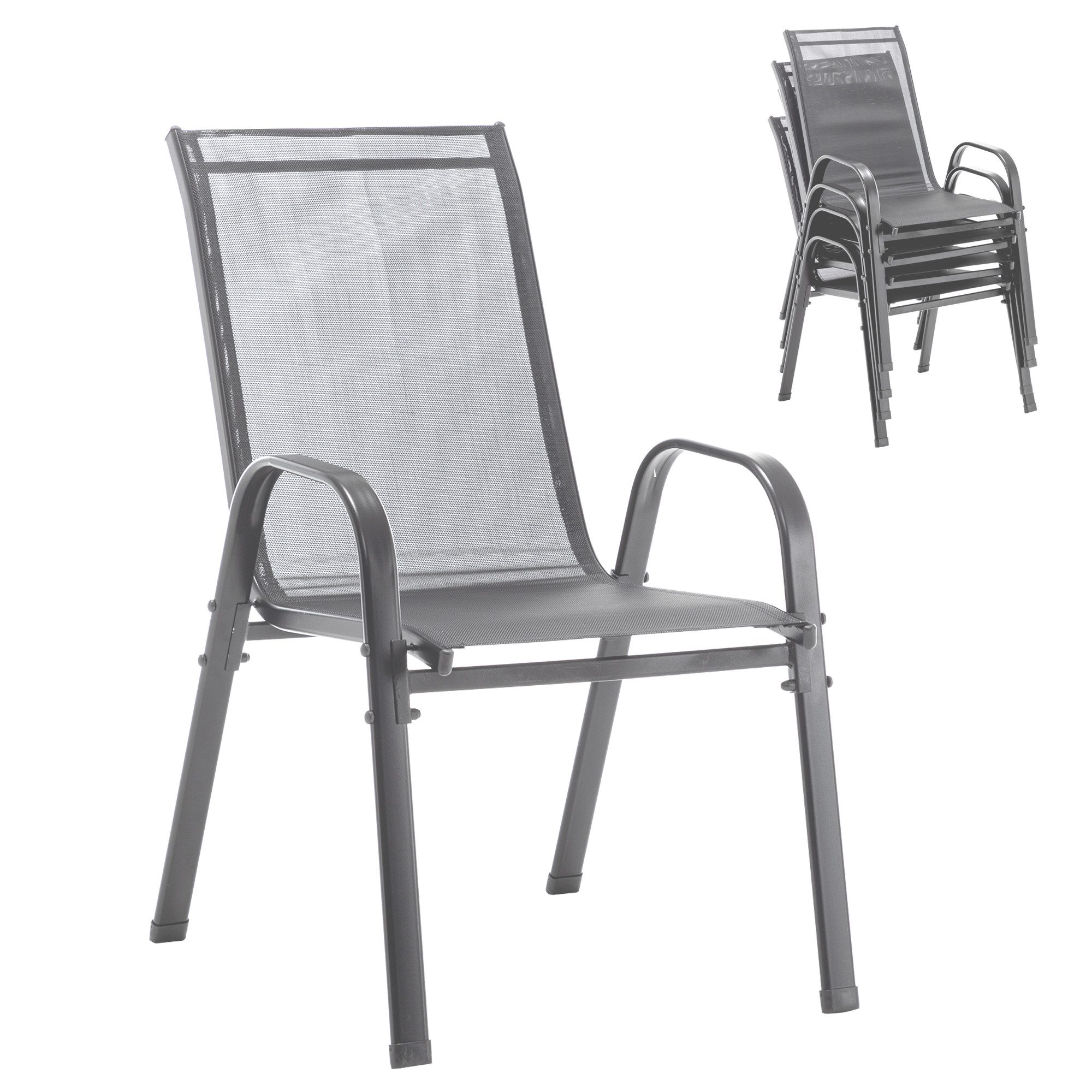 GIHAUVIA Gartenstuhl Gartenstühle 4 Stück,stapelbar Metall Balkonstühle Terrasse 150kg.