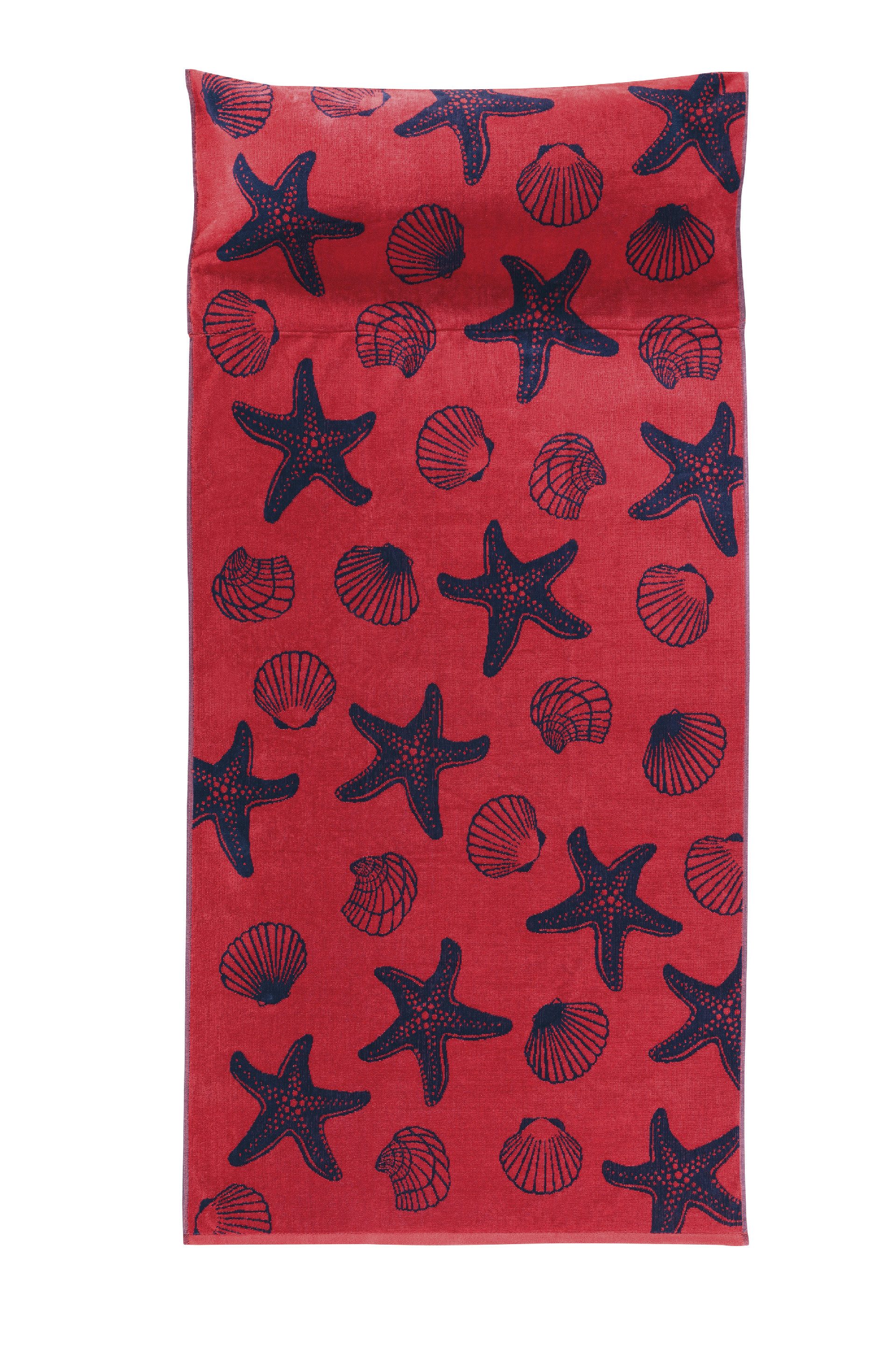 Delindo Lifestyle Strandtuch Tropical Seestern, Strandlaken, (1-St), inkl. aufblasbarem Kopfkissen