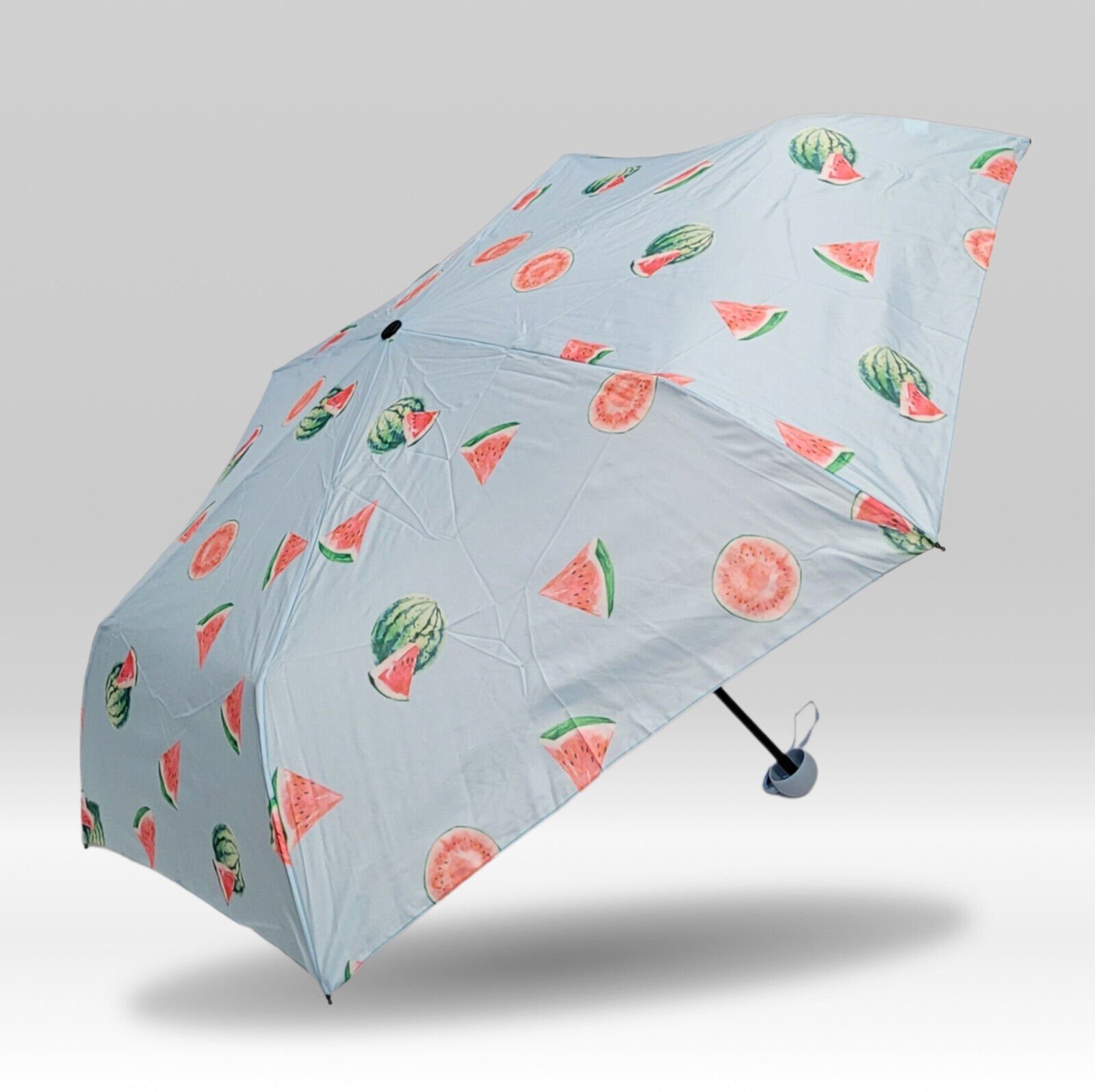 Dr. Neuser Taschenregenschirm kleiner kompakter Regenschirm ohne Automatik, Fiberglaskomponenten, lustiger Print, Melonen