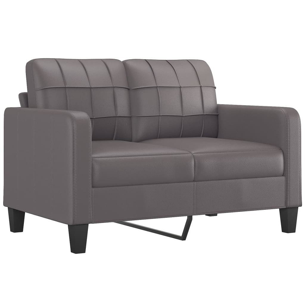 vidaXL Sofagarnitur Grau Sofa Kunstleder Kissen mit 2-tlg.