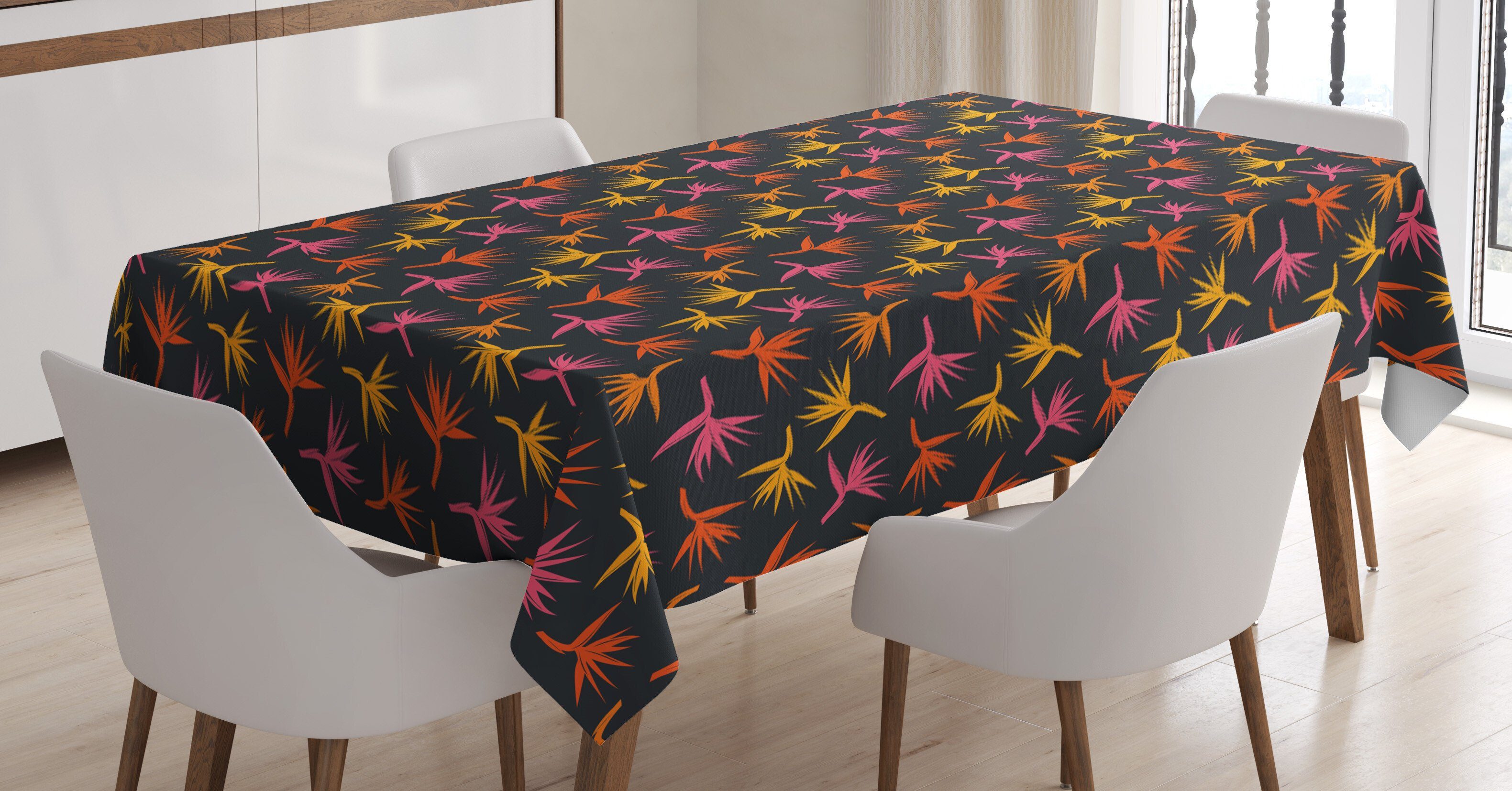 Abakuhaus Tischdecke Farbfest Waschbar Für den Außen Bereich geeignet Klare Farben, Tropisch Paradiesvögel Blume