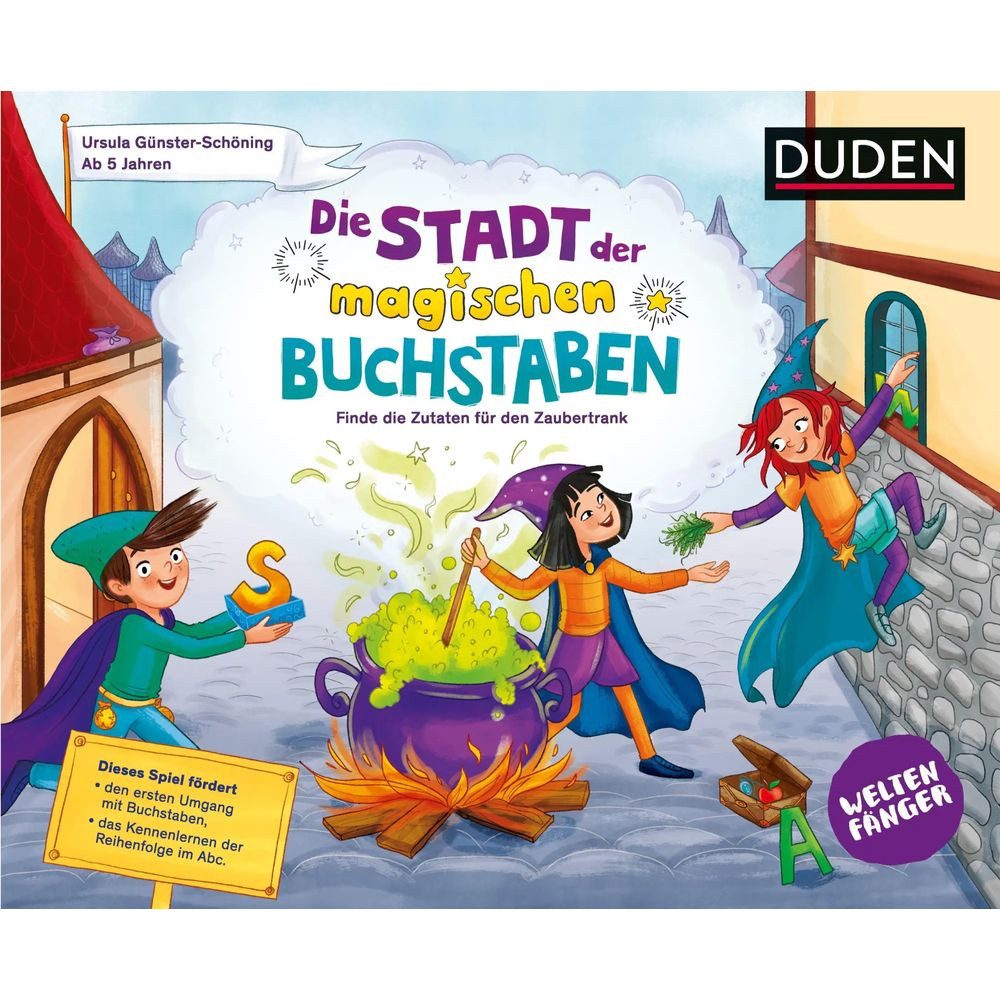 Duden Spiel Weltenfänger: Die Stadt der magischen Buchstaben (Spiel) - ab 5 Jahren