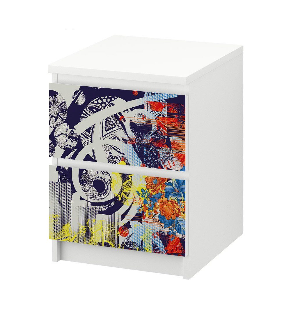 MyMaxxi Möbelfolie Kommodenaufkleber Malm Straßenmalerei Klebefolie Möbelfolie Folie, (Straßenmalerei, 1St.}, Ein Aufkleber je Schublade), Selbstklebend