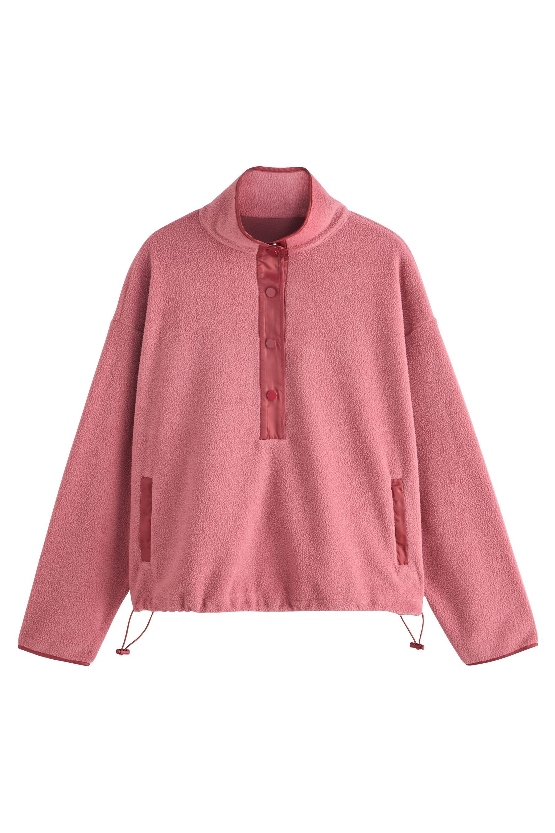 Next Sweater Geripptes Langarm-Sweatshirt mit Druckknöpfen (1-tlg)