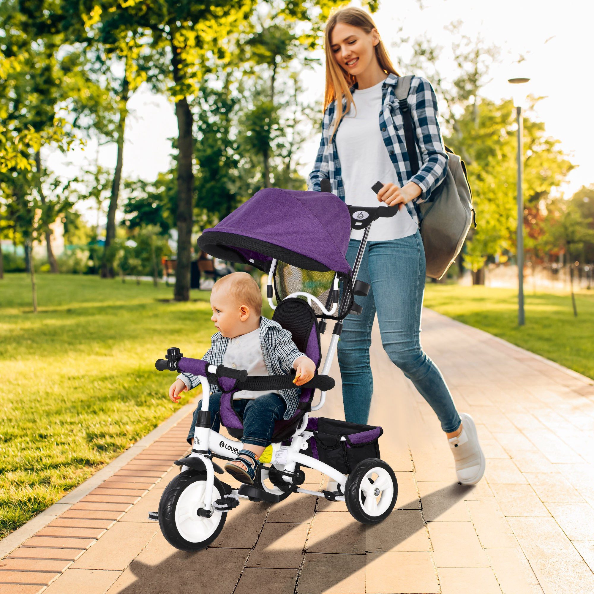 HOMCOM Dreirad 6-in-1 Kinderdreirad mit Schiebestange, günstig online kaufen