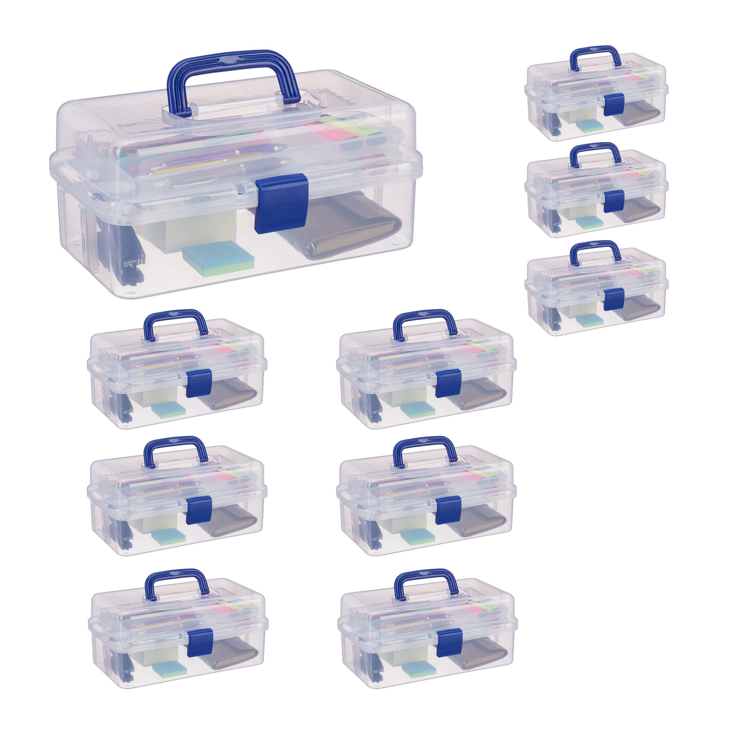 Aufbewahrungsbox 10 x Transparente Plastikbox blau