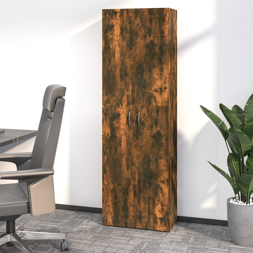 vidaXL Aktenschrank in Räuchereiche mit 2 Türen und 5 Fächern (LxBxH: 32x60x190 cm)