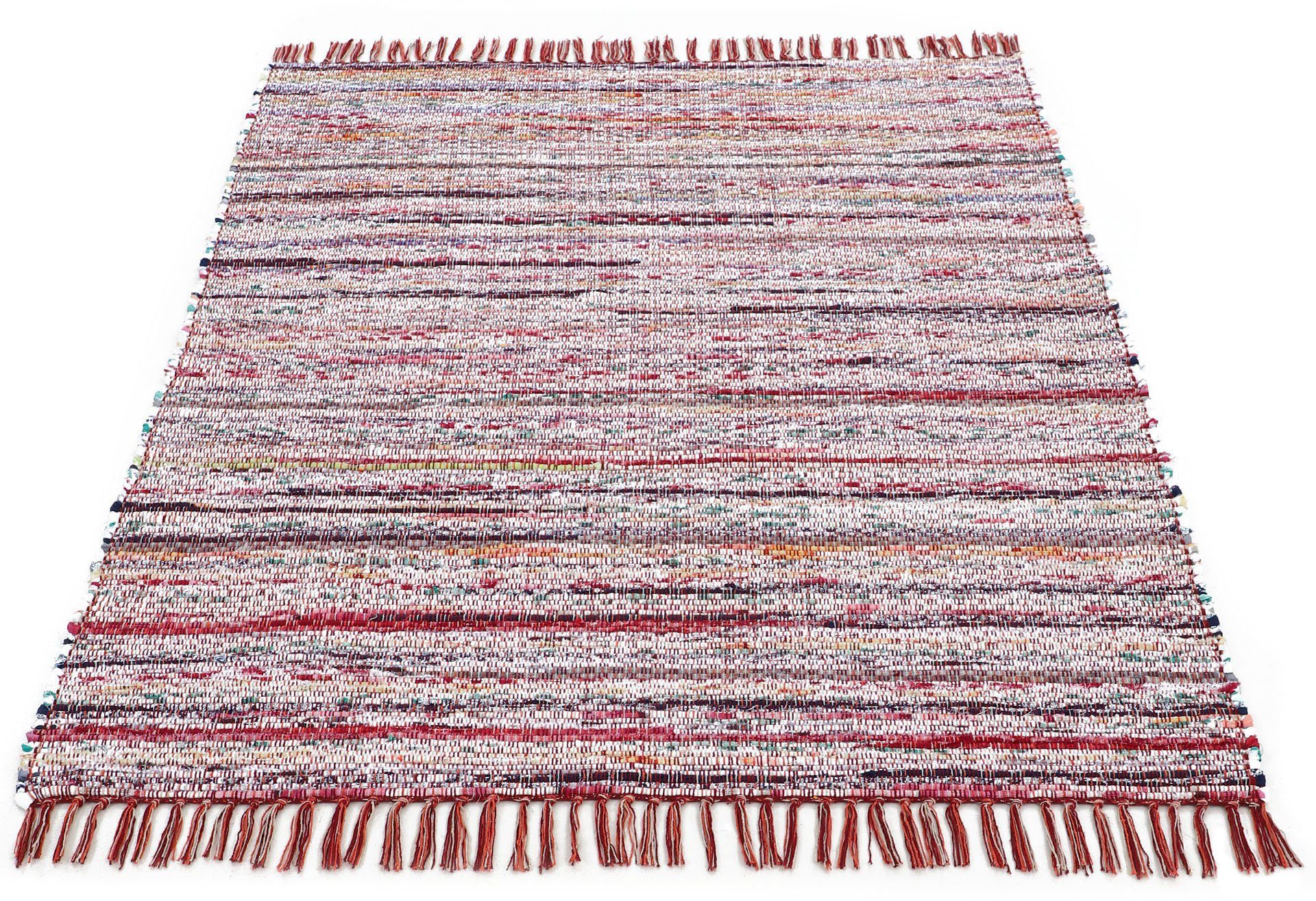 carpetfine Teppich Kelim Chindi, Wendeteppich, rechteckig, Höhe: 6 mm, handgewebt, Fleckerlteppich mit Fransen, auch vielen in Läufergrößen