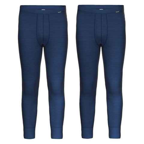 Ammann Lange Unterhose Jeans Feinripp (2-St) mit Eingriff, Bündchen, Feinripp, Ringel, 2er Pack