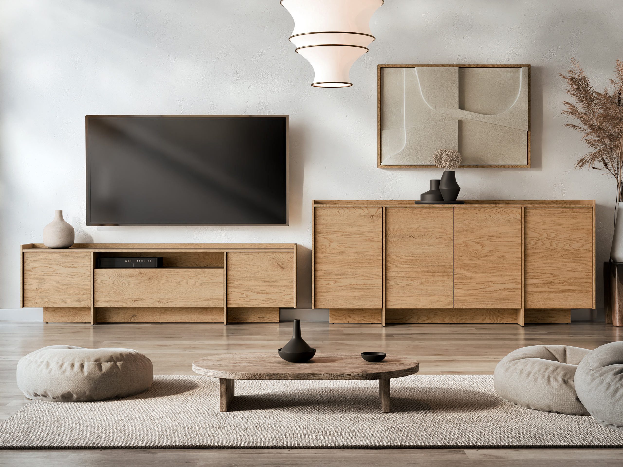 MIRJAN24 Wohnzimmer-Set Japandi, (2er-Set, Kommode, TV-Lowboard), Grifflose günstig online kaufen