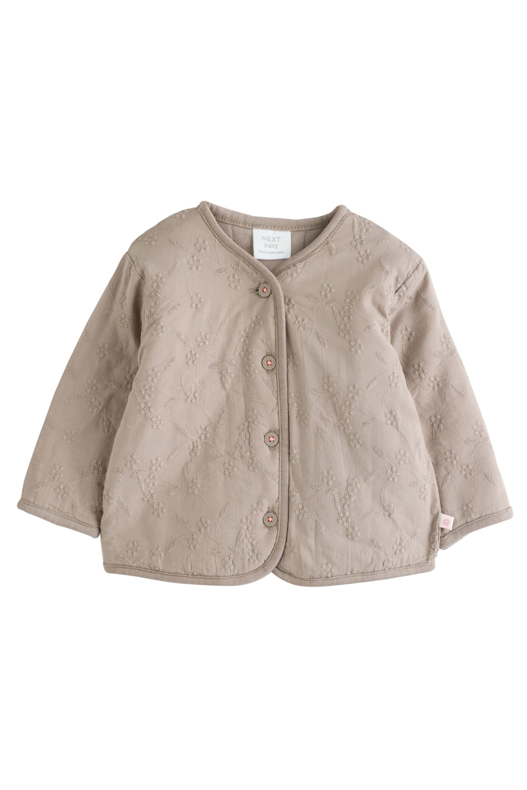 Kurzjacke Babyjacke mit Druckknopfverschluss + Lochstickerei