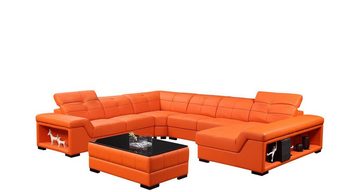 JVmoebel Ecksofa XXL Designer Wohnlandschaft Ecksofa Sofa Couch U-Form Tisch Leder