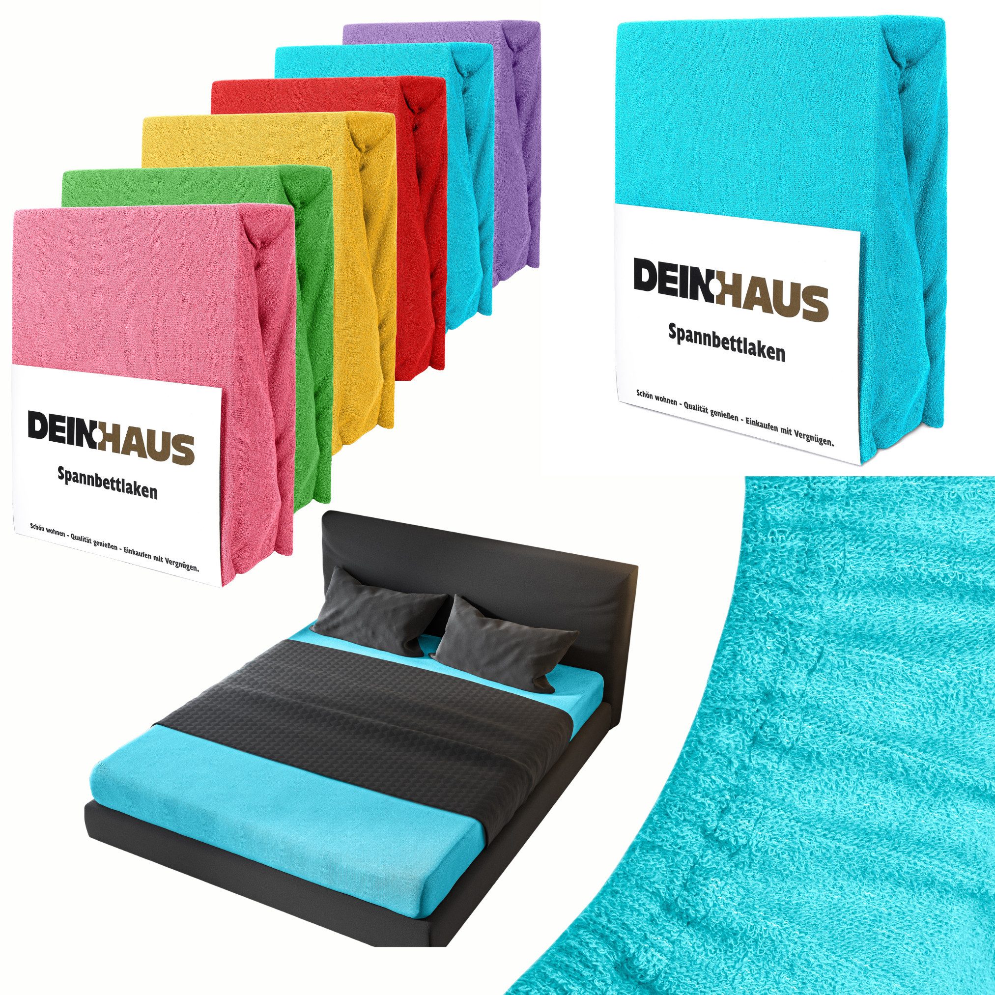 DH DEIN . HAUS Spannbettlaken Frottee SOFT, Baumwolle, Gummizug: rundum, (1 Stück), weich saugfähig atmungsaktiv Rundumgummi formstabil bis 20 cm