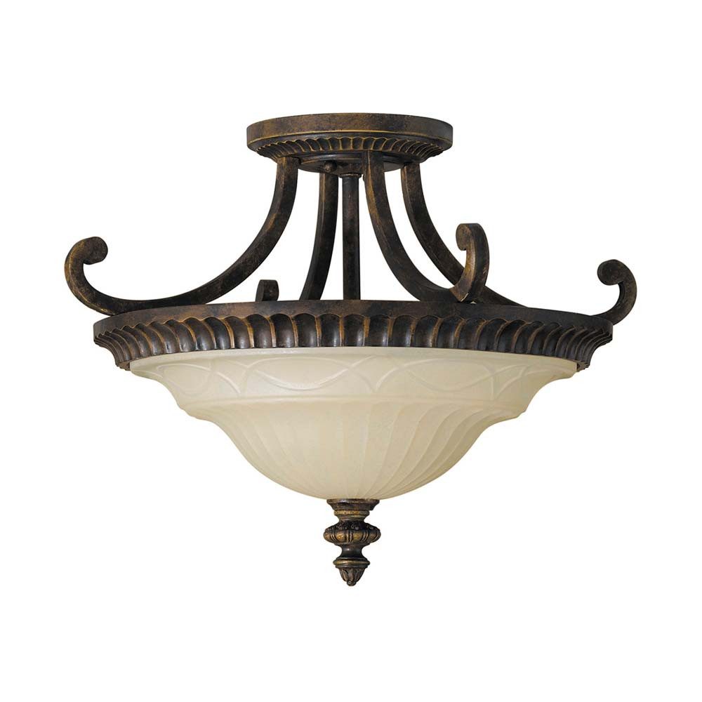 Elstead LIGHTING Deckenleuchte, Leuchtmittel nicht inklusive, Deckenleuchte Lampe Wohnzimmerlampe Stahl Glas Nussbaum D 43,8 cm 2