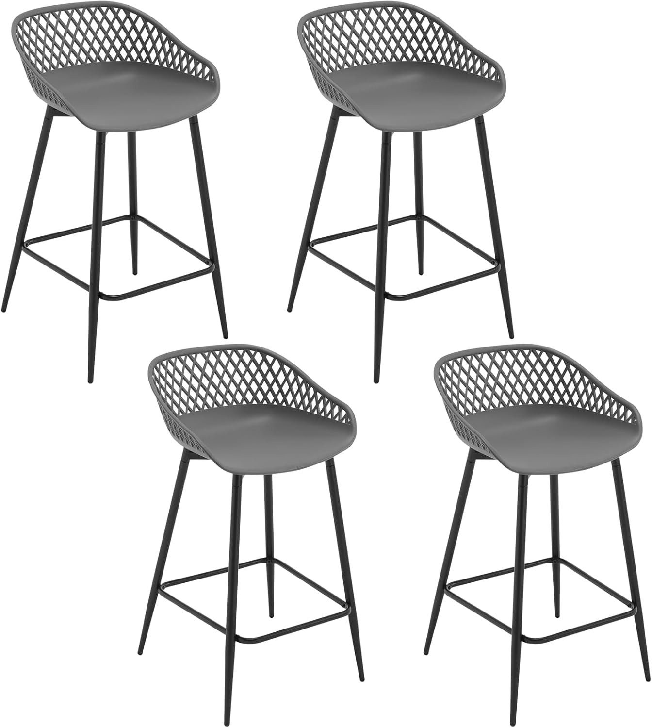 Woltu Высокие табуреты (4 St), mit Metallbeinen, aus PP-Kunststoff, Outdoor Bar Terrasse