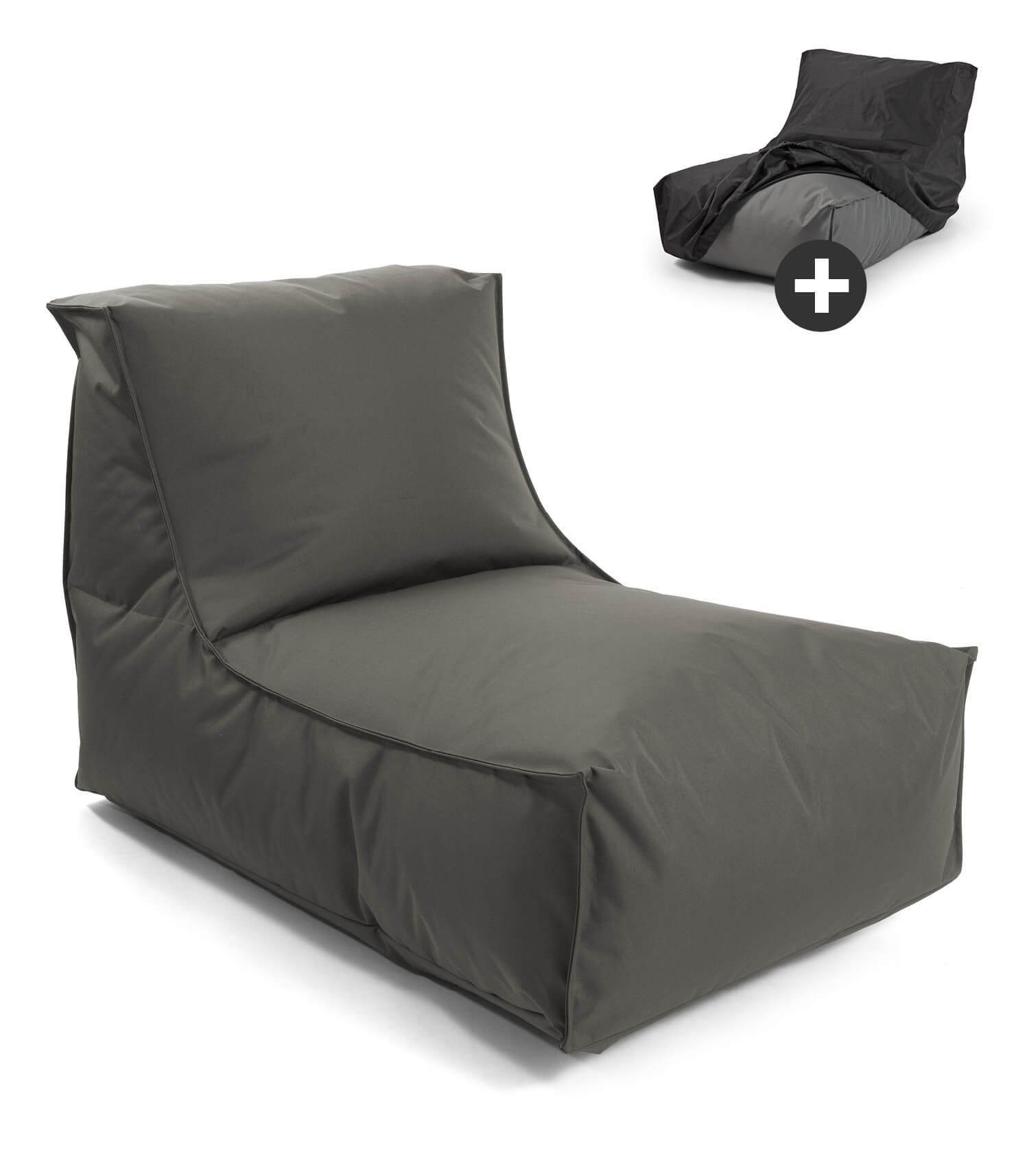 mokebo Sitzsack Der Sundowner (mit Schutzhülle), Made in Germany, Bean Bag Outdoor, Sitzsack, Relaxliege in Anthrazit