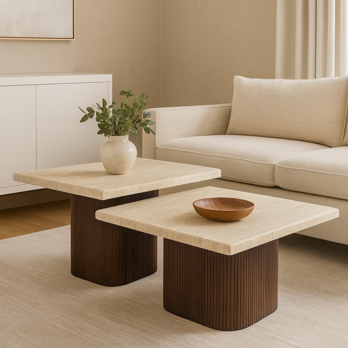 alesvelt Couchtisch Set Alviano Travertin Tischplatten günstig online kaufen