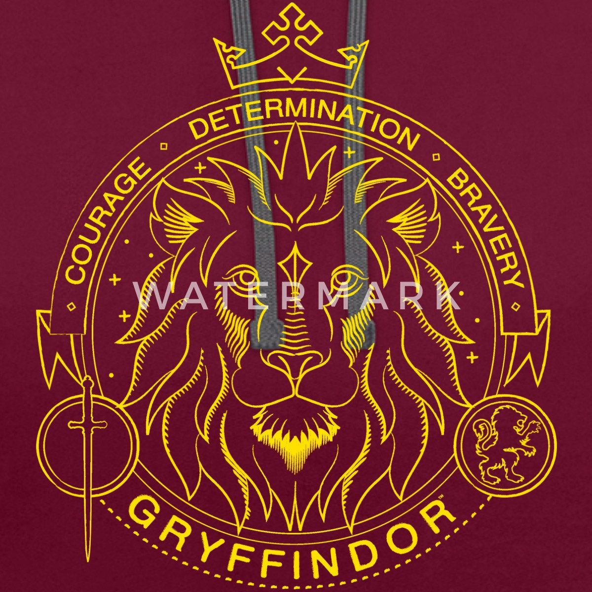 Spreadshirt Hoodie Harry Potter Gryffindor Wappen Löwe Unisex Kontrast Hood günstig online kaufen