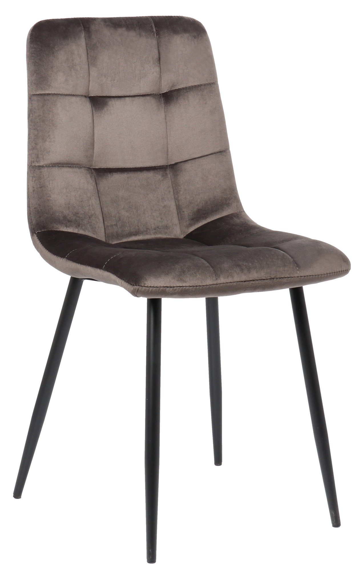 TPFLiving Esszimmerstuhl Till mit hochwertig gepolsterter Sitzfläche - Konferenzstuhl (Küchenstuhl - Esstischstuhl - Wohnzimmerstuhl - Polsterstuhl), Gestell: Metall schwarz - Sitzfläche: Samt grau