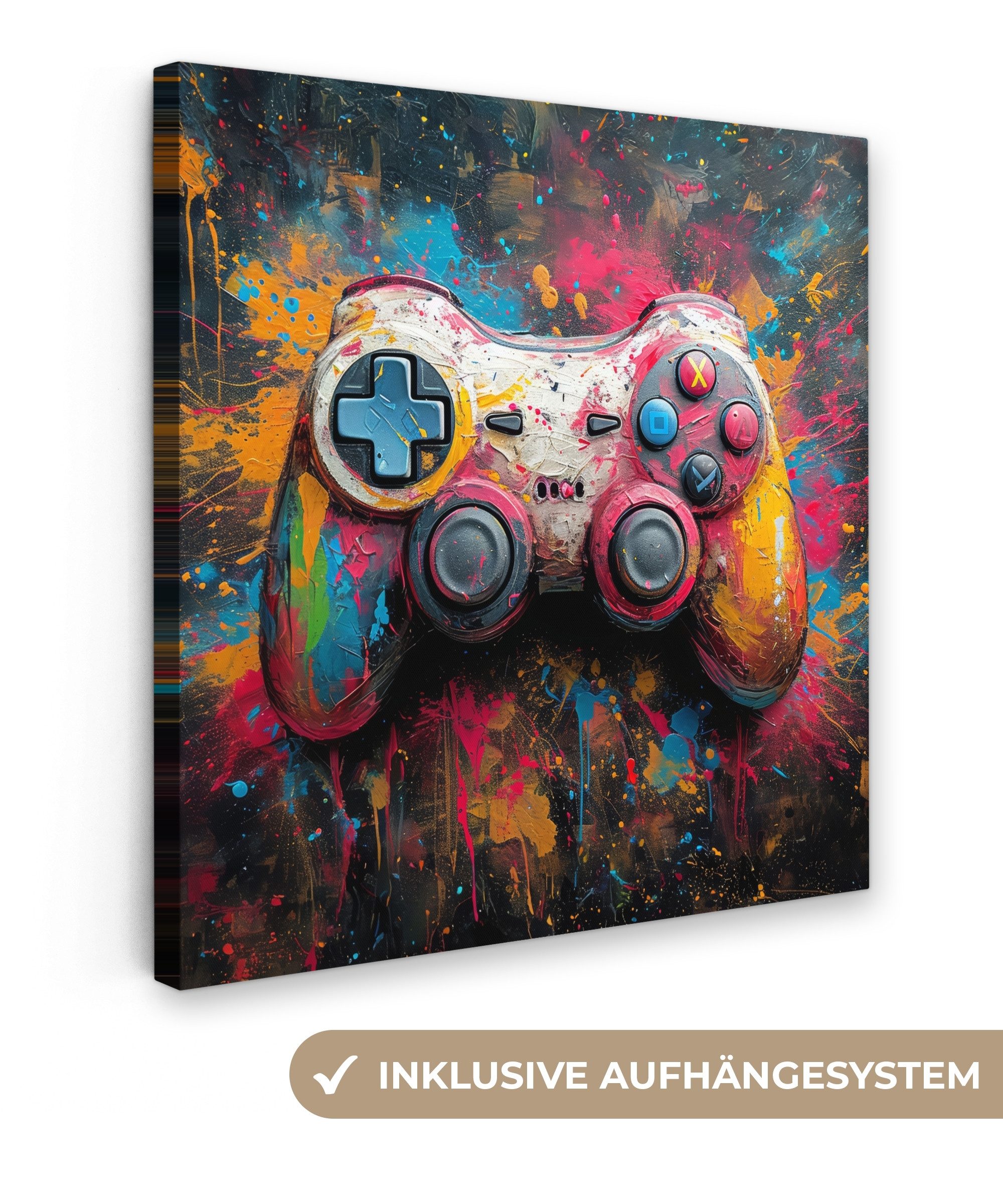 OneMillionCanvasses® Leinwandbild Graffiti - Spiele - Controller - Farbe, F günstig online kaufen