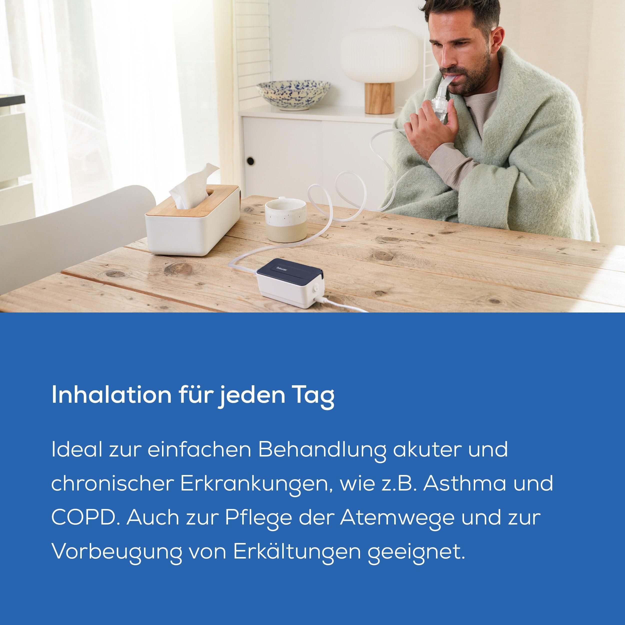 BEURER Inhalationsgerät IH 15 Inhalator zur Behandlung der oberen und unteren Atemwege, Anwendung bei Erkältung, Asthma, und Atemwegserkrankungen