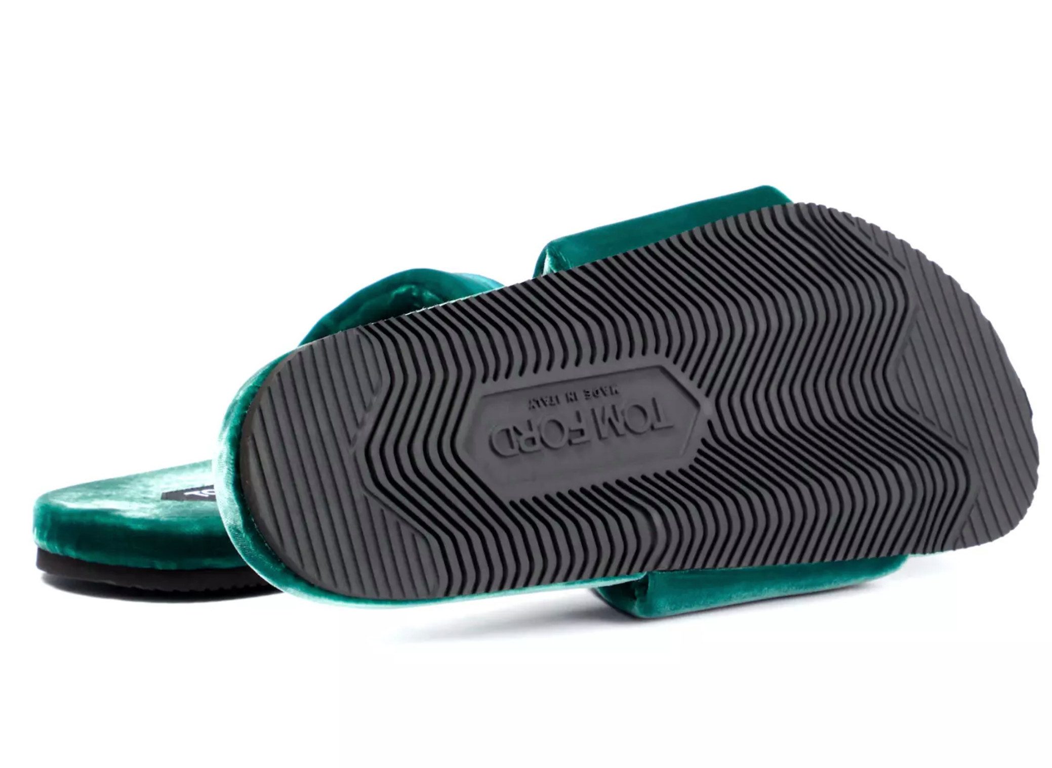 Tom Ford Harrison Velvet Pantoletten Slides Unisex Slipper Hergestellt in Italien, samtige Finish, eingestickte Logo