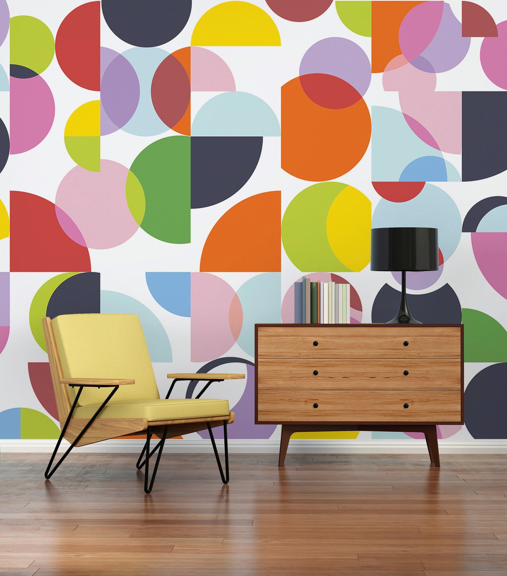 Architects Paper Fototapete Atelier 47 Coloured Circles 1, glatt, geometrisch, (5 St), Vlies, Wand, Schräge, Decke