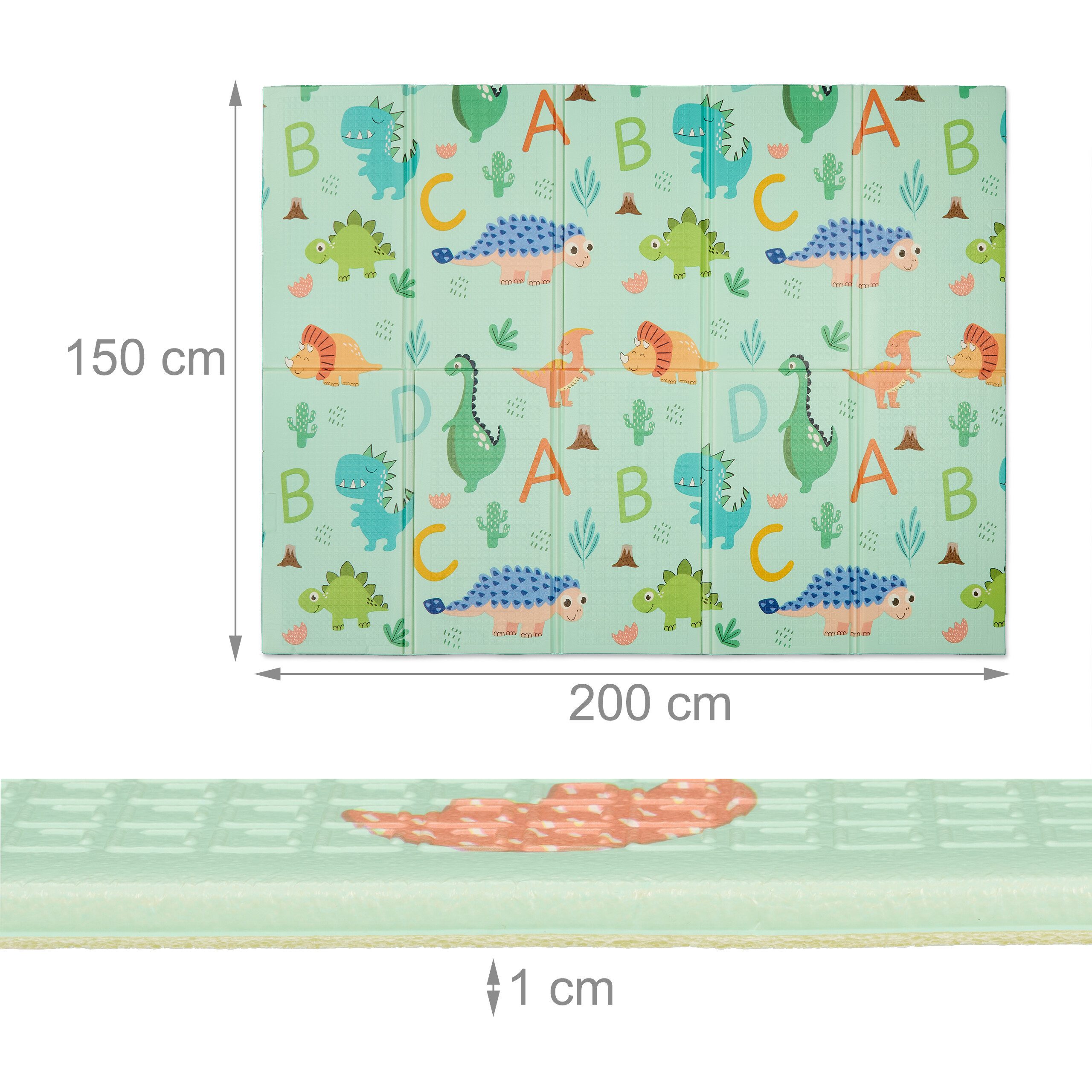 relaxdays Spielmatte Faltbare Spielmatte Dinosaurier und Zug (1-St)