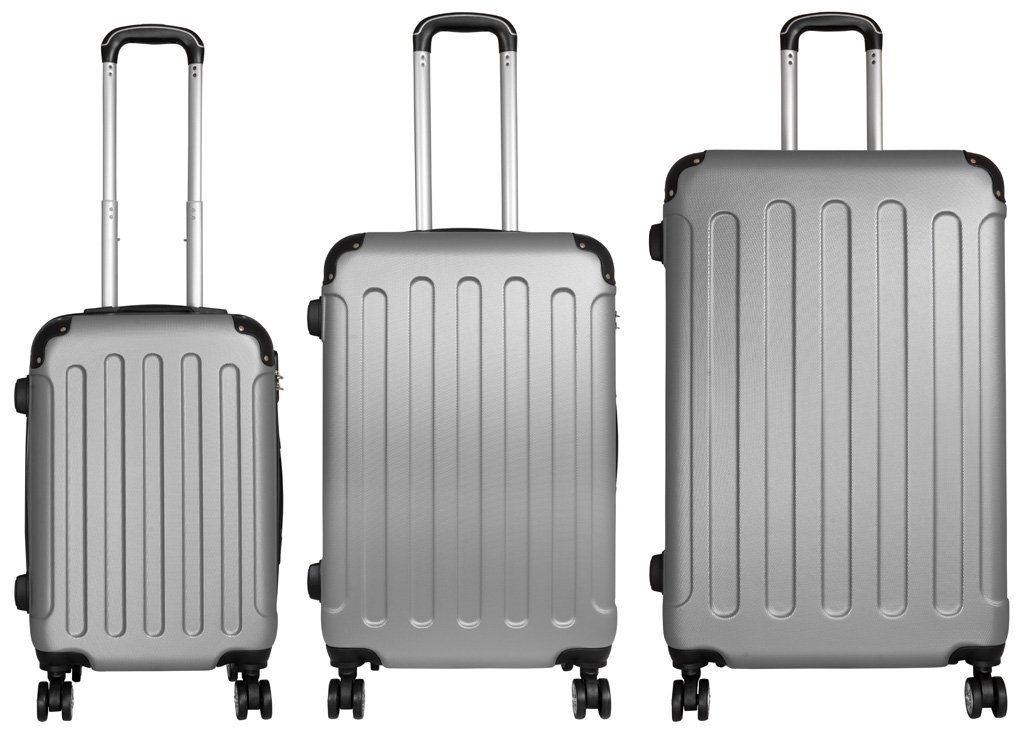 4 tlg., Doppelrollen, Avalon, 2 Trolley-Set), silber Tragegriffe MONOPOL® Rollen, (robustes 4 Trendyshop365 ABS, extra Kofferset Hartschale, 3 Zahlenschloss, Farben, Kantenschutz,