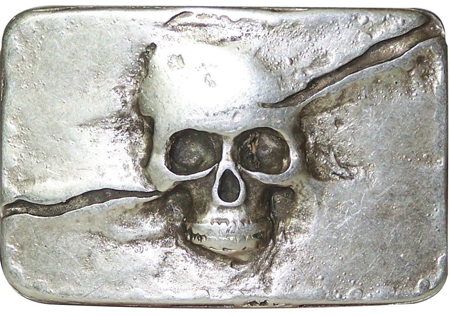 FRONHOFER Gürtelschnalle 18055 Totenkopf Gürtelschnalle altsilber, 4 cm, Skull Buckle